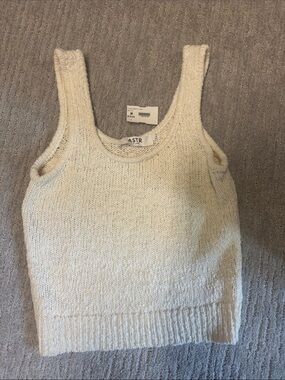 Astr Cream Knit Square-Neck Tank